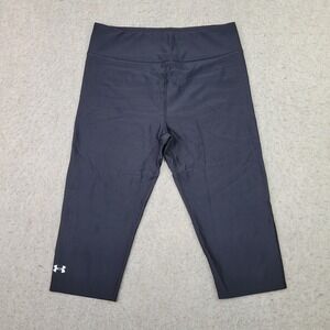 Under Armour Heatgear Leggings Crop Womens Medium Black Compression Pull On Run